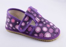 Barefoot přezůvky Beda - užší typ fialové kvítko, 00