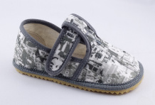 Barefoot přezůvky Beda - užší typ šedé nápisy, 00
